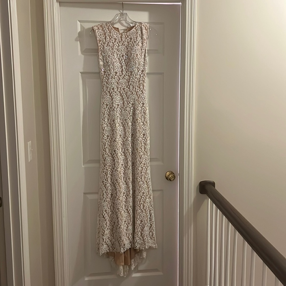 Jovani white lace jeweled prom dress size 0